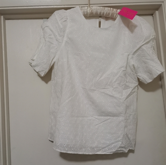 LILLY PULITZER White Puff Sleeve Blouse - Picture 7 of 10